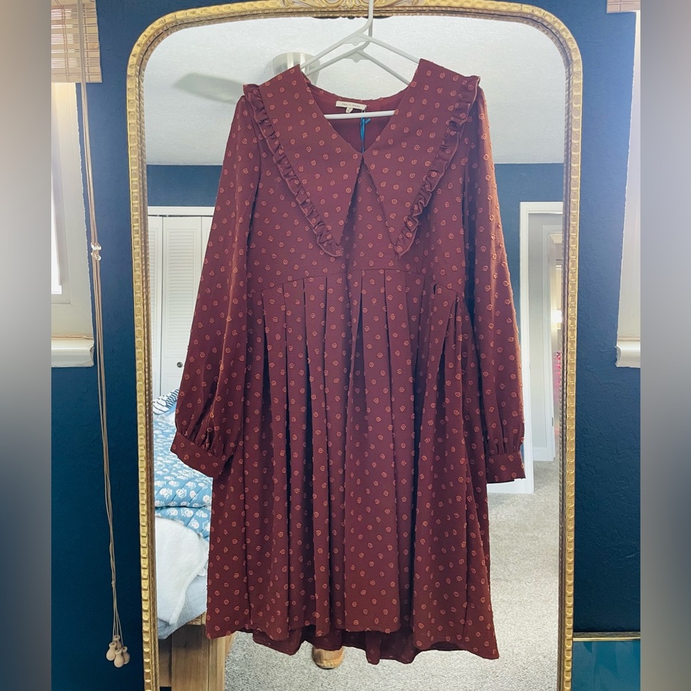 Tea n Rose Rust Polka Dot Mini Dress